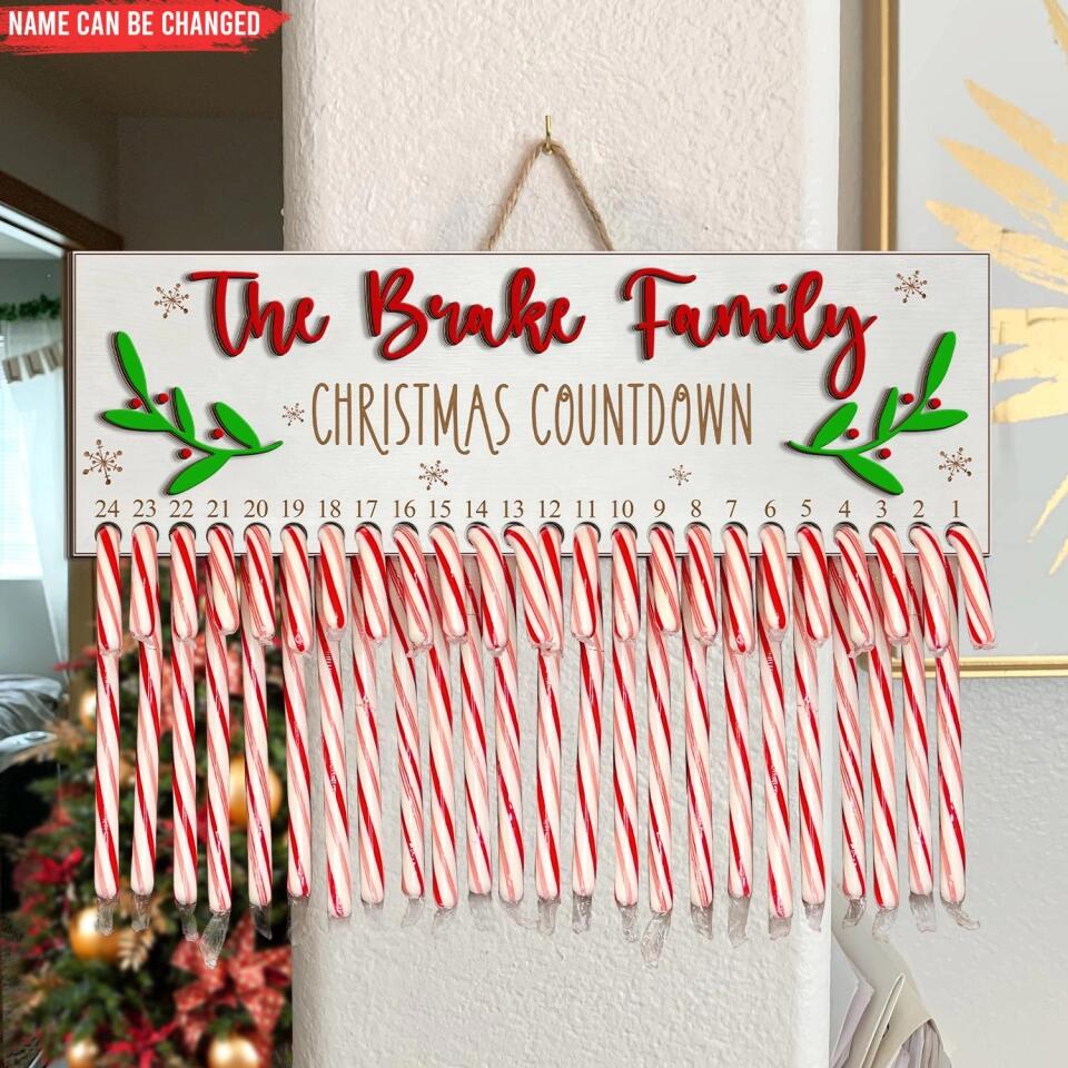 Candy Cane Christmas Countdown - Personalized 2 Layer Sign, Family Christmas Countdown Sign, Christmas Gift