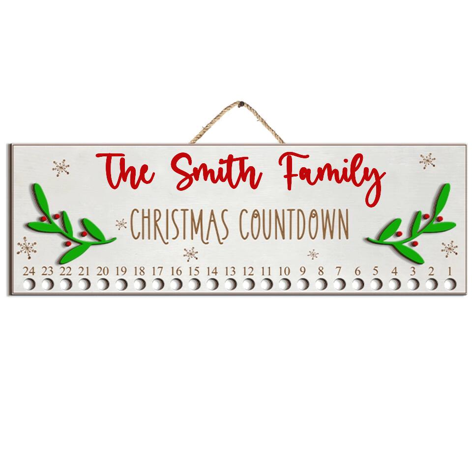 Candy Cane Christmas Countdown - Personalized 2 Layer Sign, Family Christmas Countdown Sign, Christmas Gift
