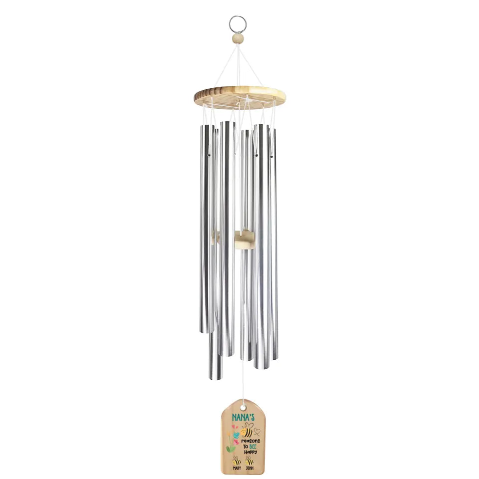 Grandma&#39;s Reasons To Bee Happy - Personalized Wind Chimes, Gift For Mother&#39;s Day