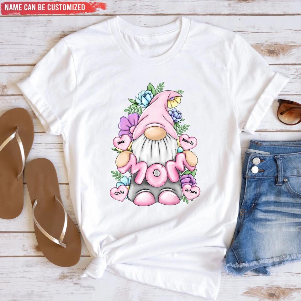 Mom Gonk Gnome Floral - Personalized Mother’s Day Shirt - Mom Shirt - Gnome Heart Mom Shirt - Mother's Day Gift
