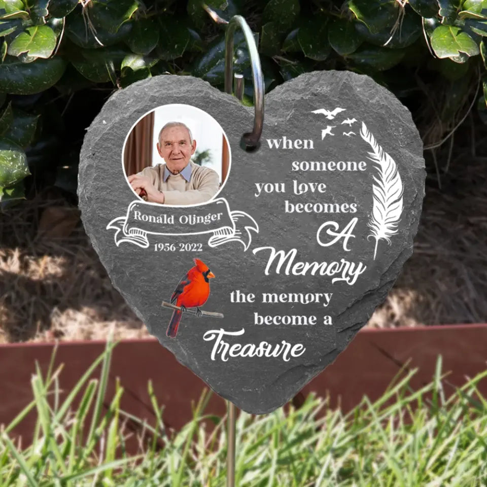 The Memory Becomes A Treasure - Personalized Garden Slate, Remembrance Gift, Sympathy Gift