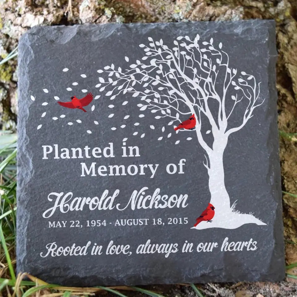 Planted In Memory Of Grandma Grandpa - Personalized Memorial Stone, Remembrance Sympathy Gift for Loss of Loved One, Loss of Mom, Loss of Dad - MS67