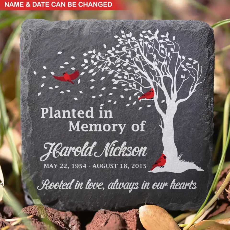 Planted In Memory Of Grandma Grandpa - Personalized Memorial Stone, Remembrance Sympathy Gift for Loss of Loved One, Loss of Mom, Loss of Dad - MS67