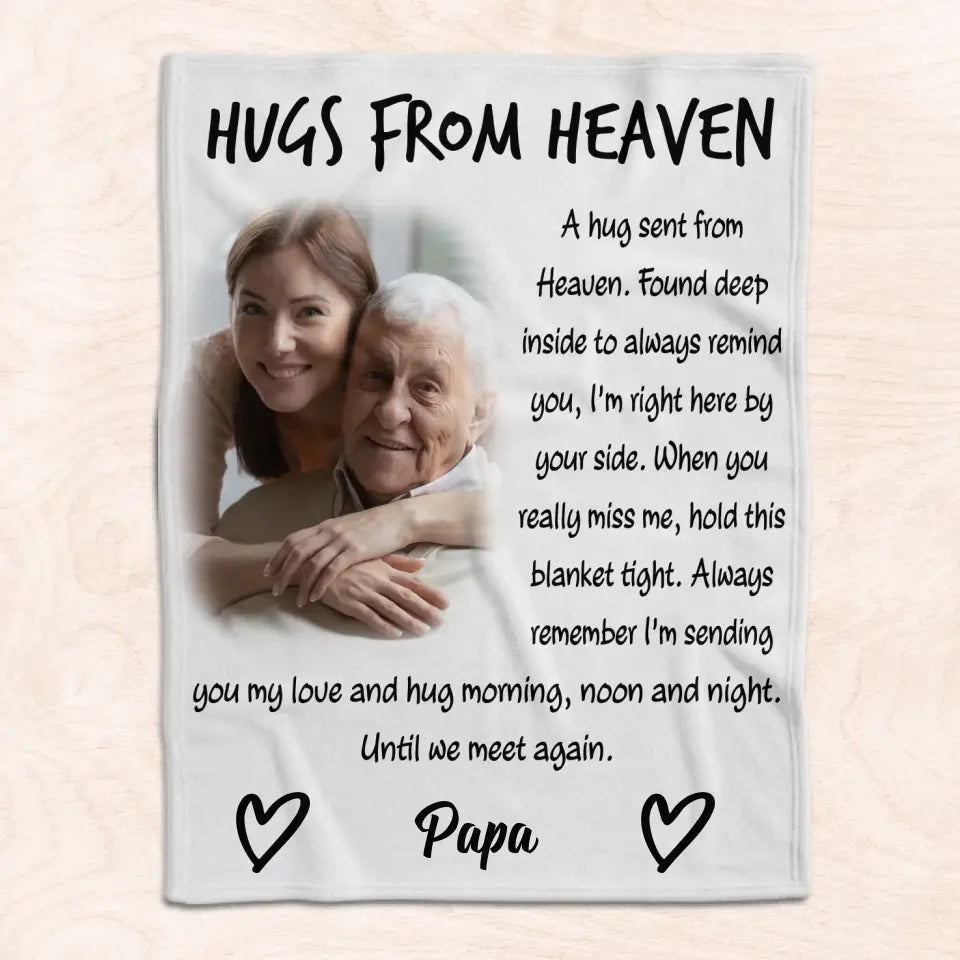 Hugs From Heaven - Personalized Blanket, Memorial Gift For Loss Of Loved One - BL48