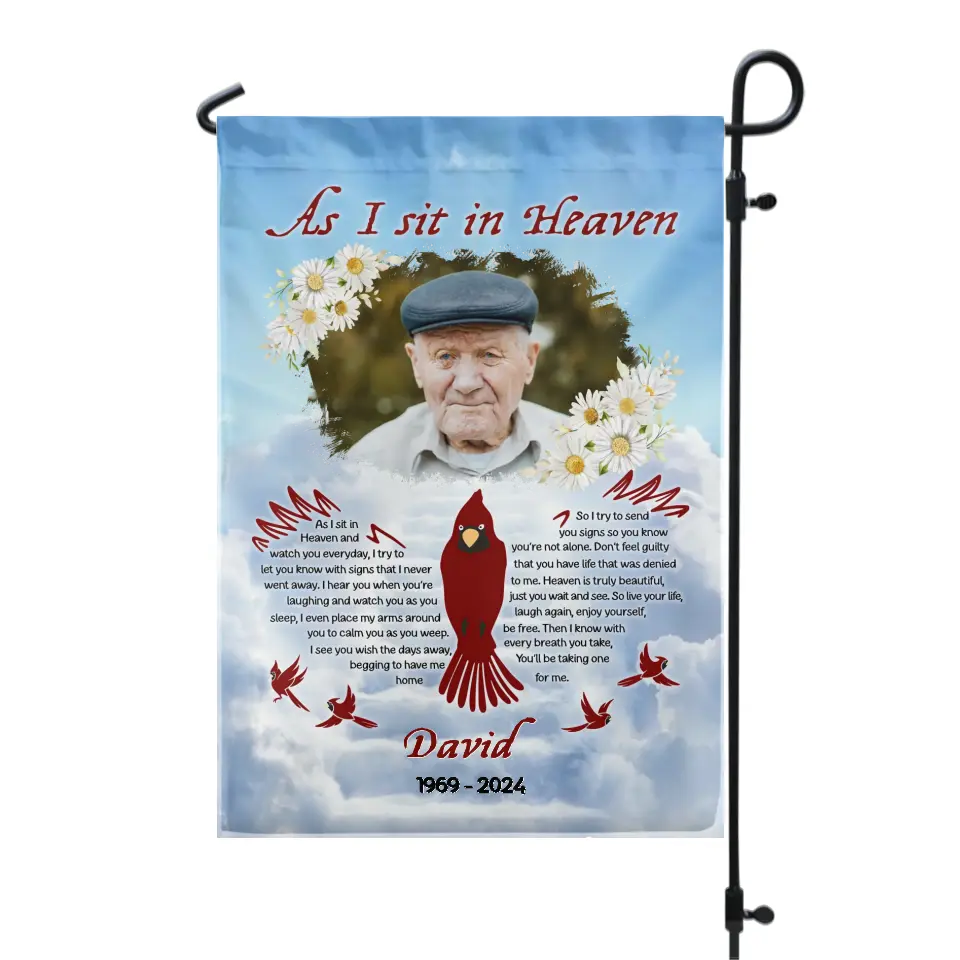 As I Sit In Heaven - Personalized Garden Flag, Memorial Gift For Loss Of Loved One, Loss Of Mom/ Dad - GF163