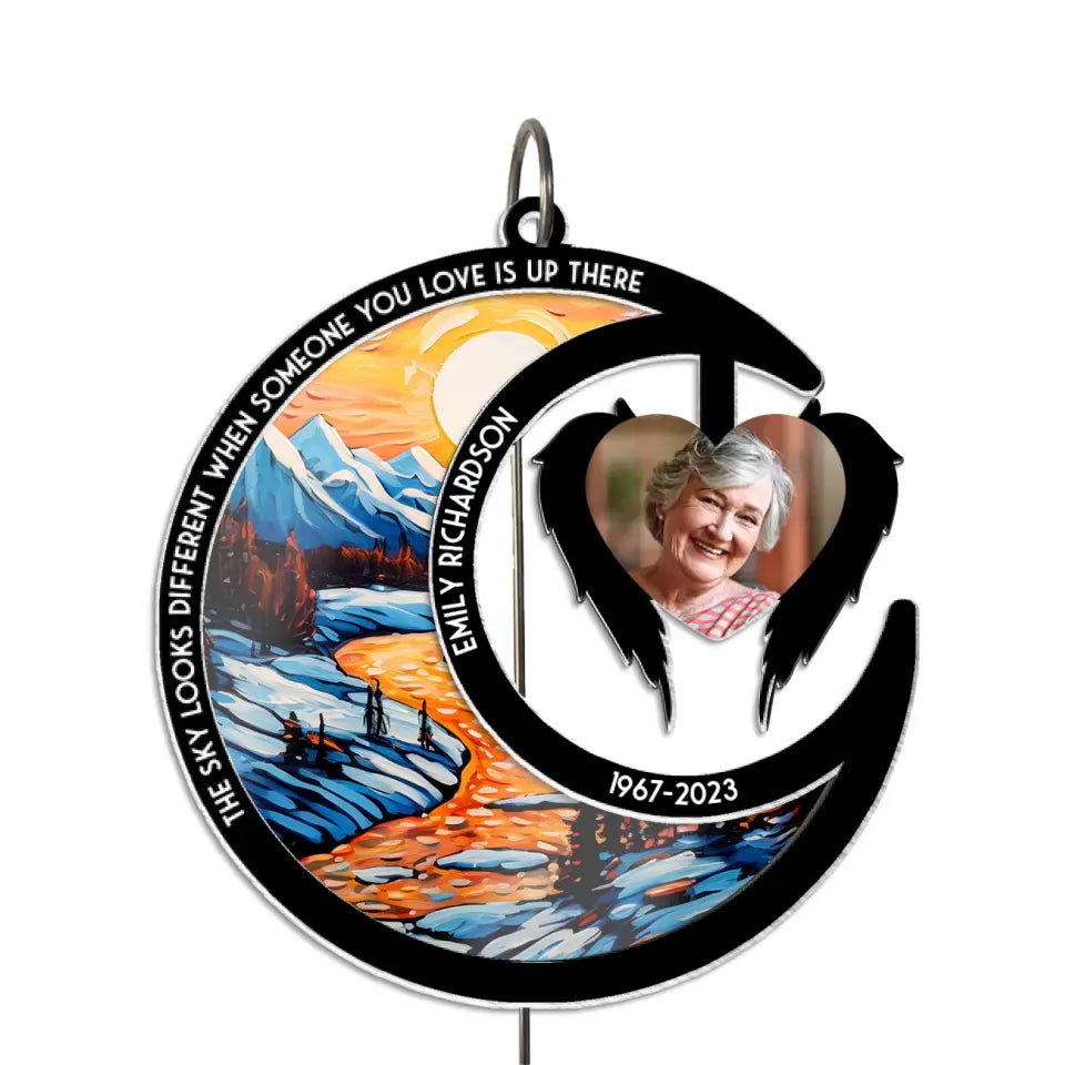 The Sky Looks Different When Someone You Love Is Up There - Personalized Memorial Suncatcher Hanging, Gift For Loss Of Loved One - SH02
