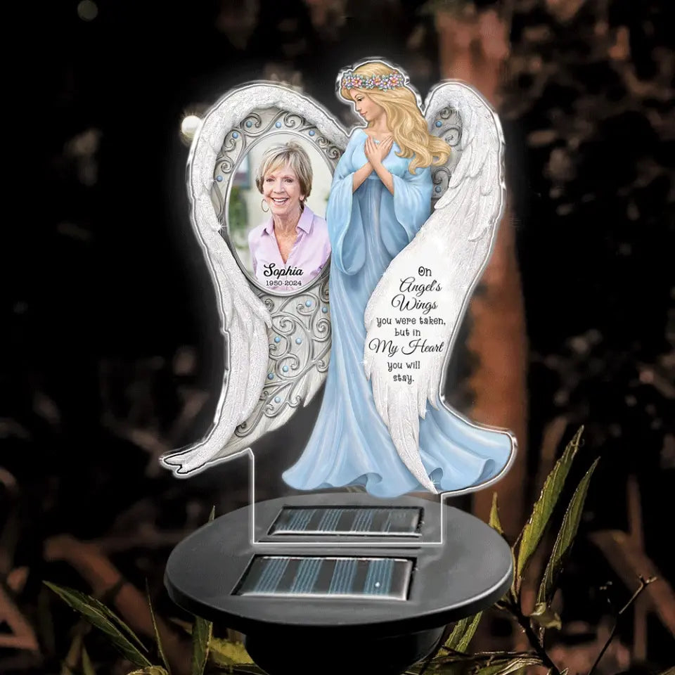 On Angel's Wings You Were Taken - Personalized Solar Light, Memorial Remembrance Gift for Loss of Loved One, memorial, memorial gift, memorial light, custom light, personalized solar light