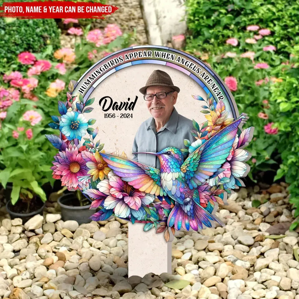 Hummingbirds Appear When Angels Are Near - Personalized Solar Light, Remembrance Gift, Loss Of Loved One - SL153