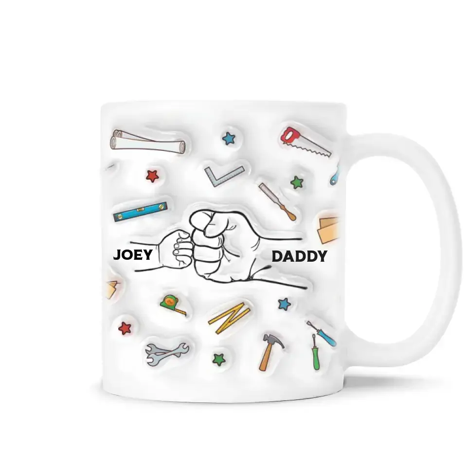 Kids Hand In Hand With Father - Personalized Personalized Custom 3D Inflated Effect Printed Mug, Father's Day/Birthday Gift For Father, Gift For Daddy - M100