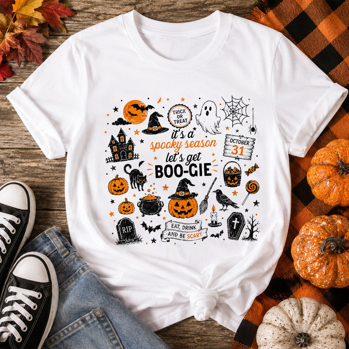 It's A Spooky Season T-shirt, Let's Get Boo-Gie Shirt, Fall Halloween Tee