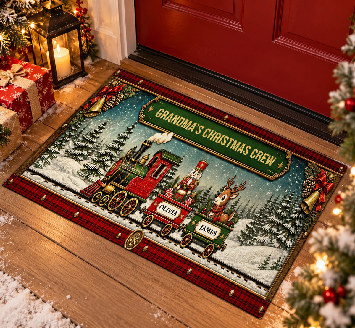 Grandma’s Christmas Crew - Personalized Doormat, Christmas Gift For Grandma, Mom, Christmas Home Decor