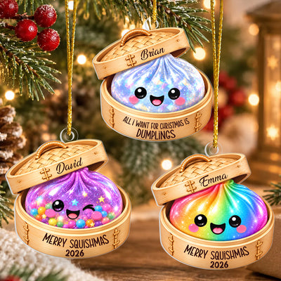 Merry Squishmas - Personalized Acrylic Ornament,  Glitter Dumpling Ornament, Squishy Ornament 2026
