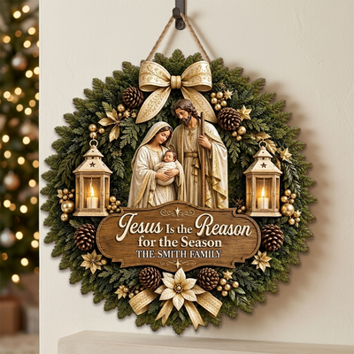 Jesus Is The Reason For The Season - Personalized Wooden Sign, Faith Home Decor