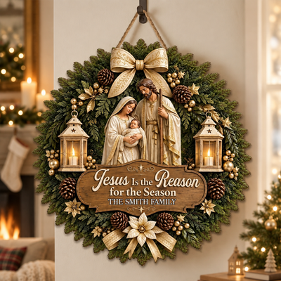 Jesus Is The Reason For The Season - Personalized Wooden Sign, Faith Home Decor