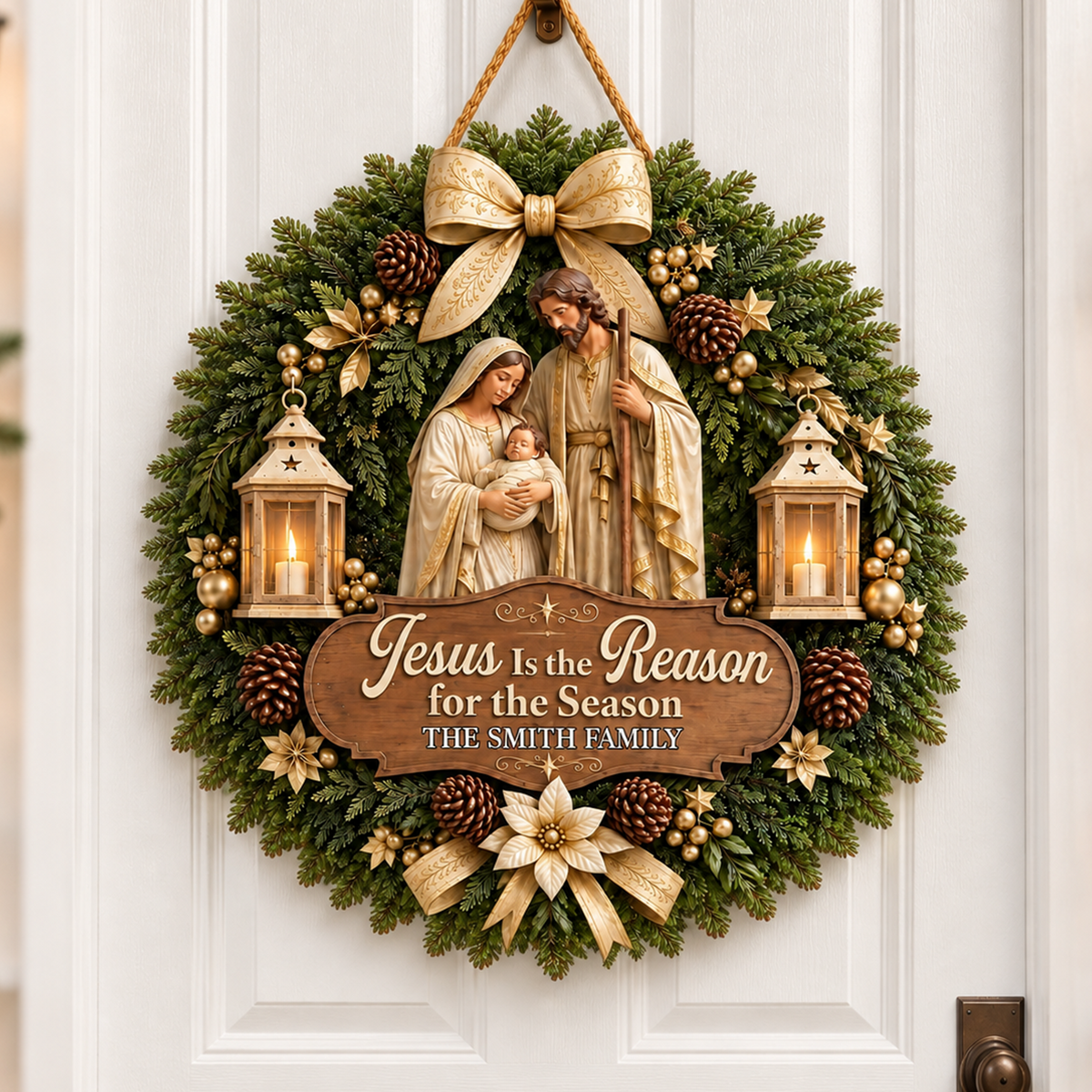 Jesus Is The Reason For The Season - Personalized Wooden Sign, Faith Home Decor