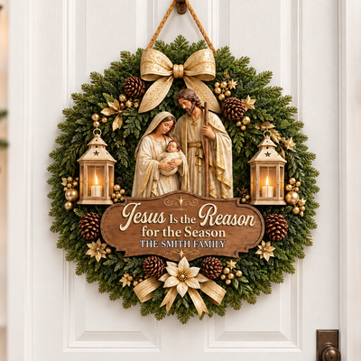 Jesus Is The Reason For The Season - Personalized Wooden Sign, Faith Home Decor
