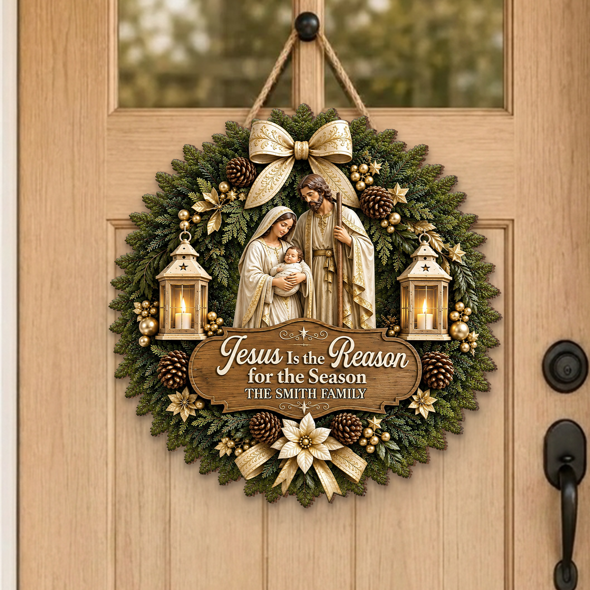 Jesus Is The Reason For The Season - Personalized Wooden Sign, Faith Home Decor