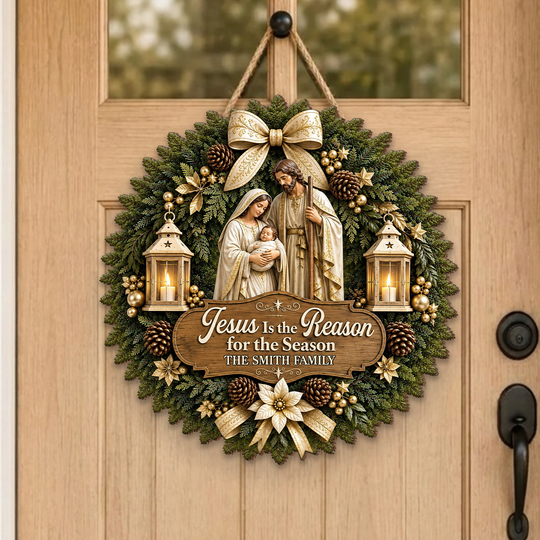 Jesus Is The Reason For The Season - Personalized Wooden Sign, Faith Home Decor