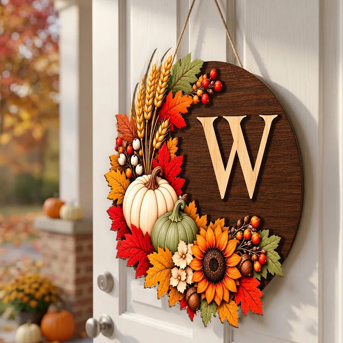 A Little Fall Warmth For The Place We Call Home - Personalized Wooden Sign, Custom Initial Name Gift For Family