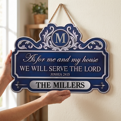As For Me And My House We Will Serve The Lord- Personalized Wooden Sign, Christian Home Decor, Family Gift