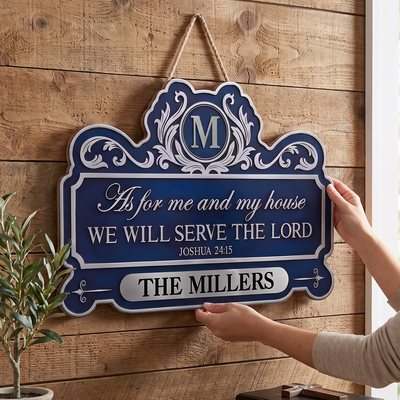 As For Me And My House We Will Serve The Lord- Personalized Wooden Sign, Christian Home Decor, Family Gift