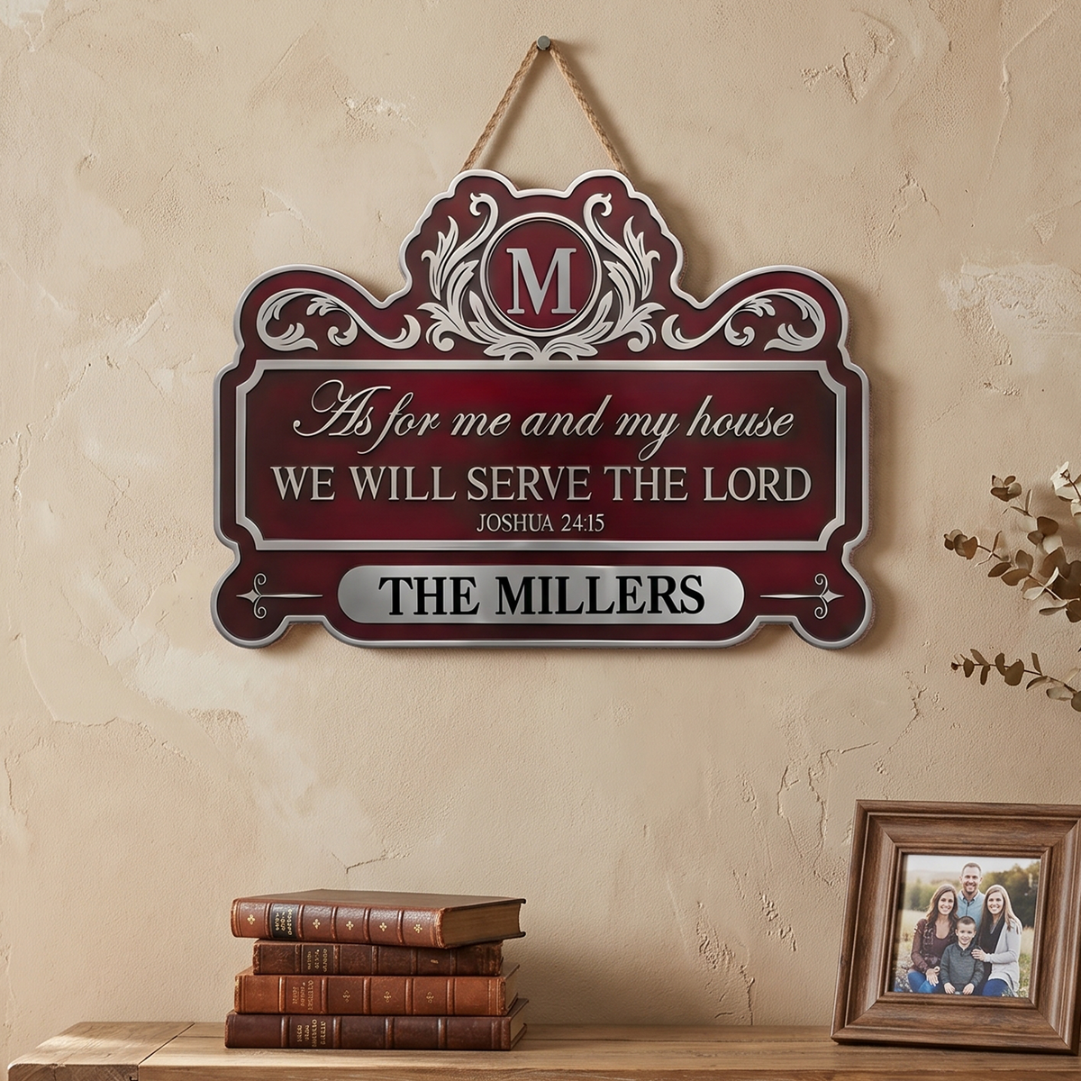 As For Me And My House We Will Serve The Lord- Personalized Wooden Sign, Christian Home Decor, Family Gift