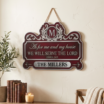 As For Me And My House We Will Serve The Lord- Personalized Wooden Sign, Christian Home Decor, Family Gift