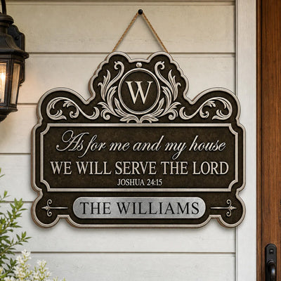 As For Me And My House - Personalized Shaped Wooden Sign