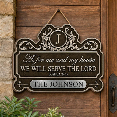 As For Me And My House - Personalized Shaped Wooden Sign