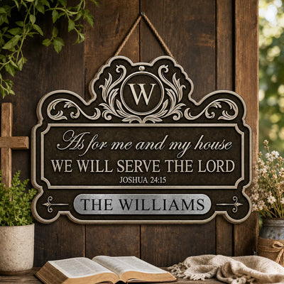 As For Me And My House - Personalized Shaped Wooden Sign