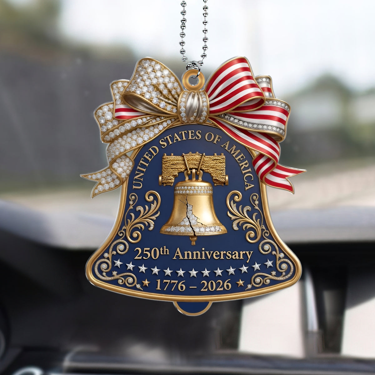 America 250 Years Jewelry Style Acrylic Car Hanger, 4th Of July Gift, 50th Anniversary Gift