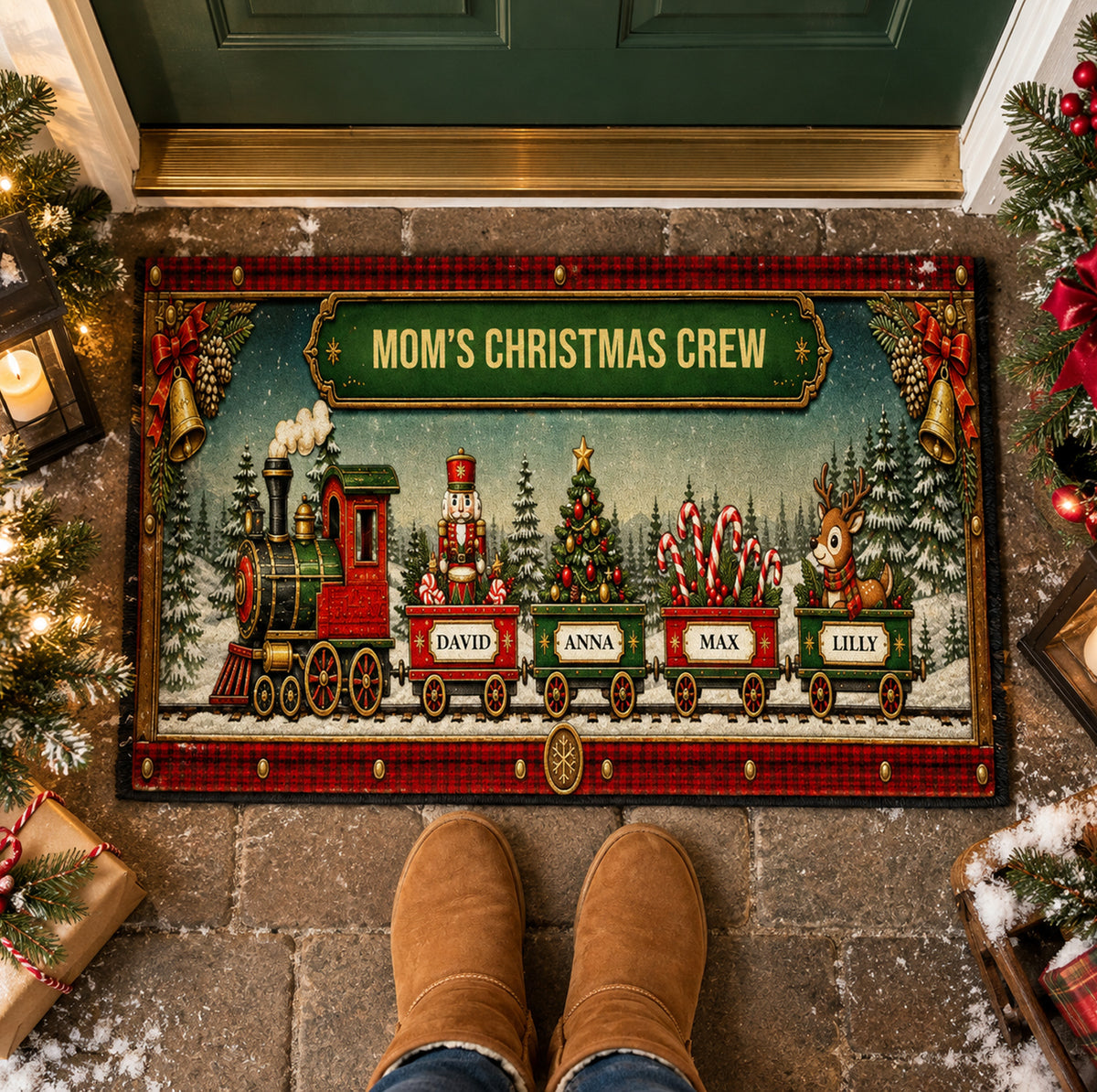 Grandma’s Christmas Crew - Personalized Doormat, Christmas Gift For Grandma, Mom, Christmas Home Decor