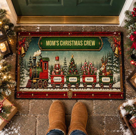 Grandma’s Christmas Crew - Personalized Doormat, Christmas Gift For Grandma, Mom, Christmas Home Decor