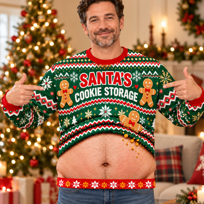Santa's Cookie Storage, Christmas Wool Sweater, Gingerbread Figures And Snowflake Bands, Christmas Gift