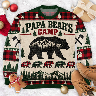 Papa Bear's Camp – Vintage Bear Family Ugly Christmas Sweater