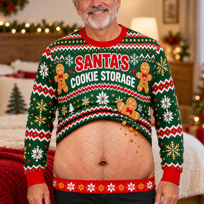 Santa's Cookie Storage, Christmas Wool Sweater, Gingerbread Figures And Snowflake Bands, Christmas Gift