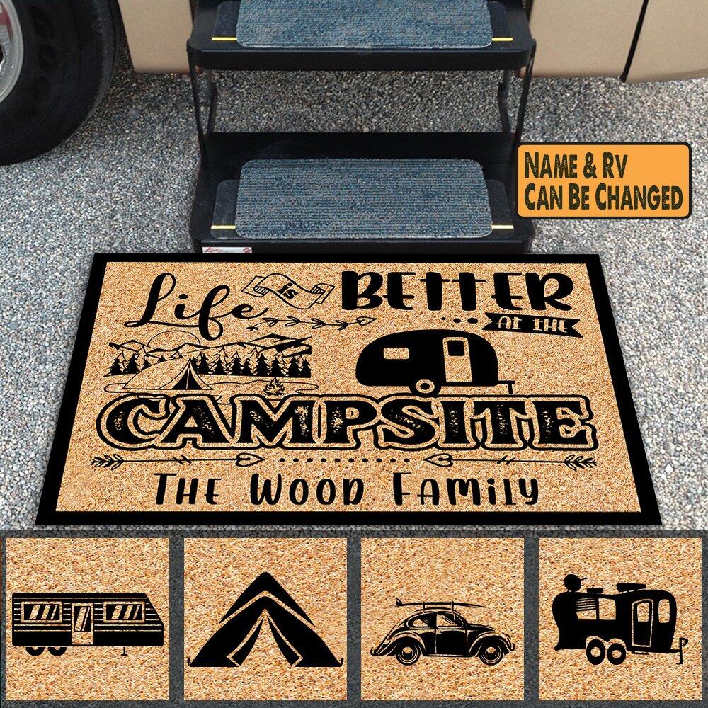 Life Is Better At The Campsite, Personalized Doormat
