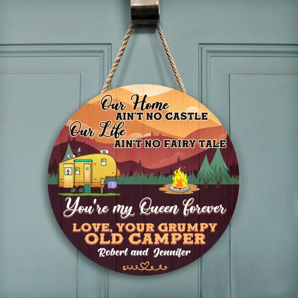 Our Home Ain't Road - Round Wooden Door Sign