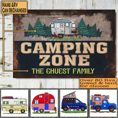 Camping Zone - Personalized Camping Metal Sign
