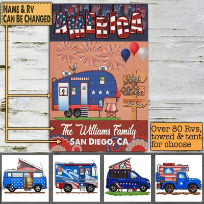 America - Metal Door Sign - Happy July 4th