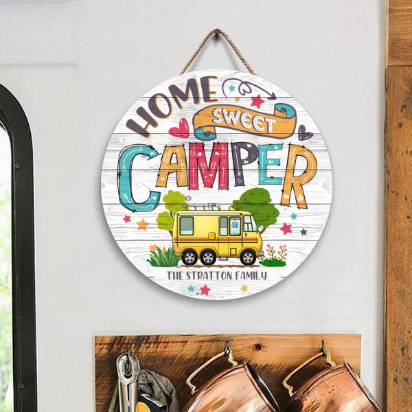Home Sweet Camper - Wooden Door Sign