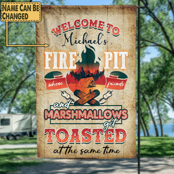 Welcome To Firepit - Personalized Flag