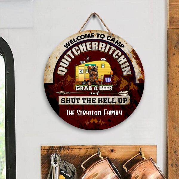 Personalized - Welcome To Camp Q* - Round Wooden Door Sign