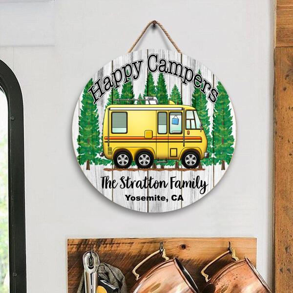 Happy Campers - Personalized Wooden Door Sign