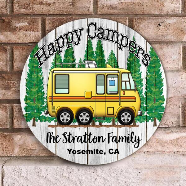 Happy Campers - Personalized Wooden Door Sign
