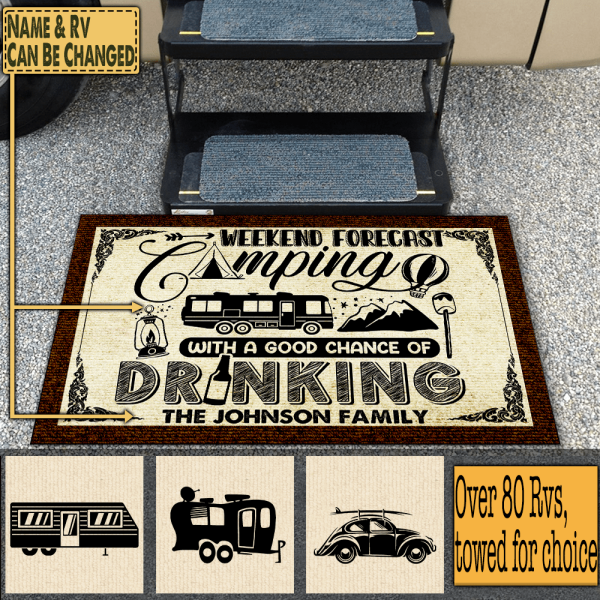 Weekend Forecast Camping With A Good Chance Of Drinking - Doormat