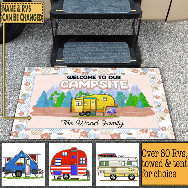 Welcome To Our Campsite - Personalized Doormat