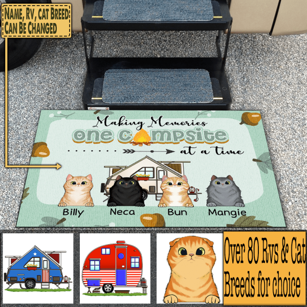 Making Memories One Campsite At A Time Personalized Cat Doormat