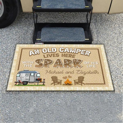 An Old Camper Lives Here With The Spark Of His Life, Door Mat