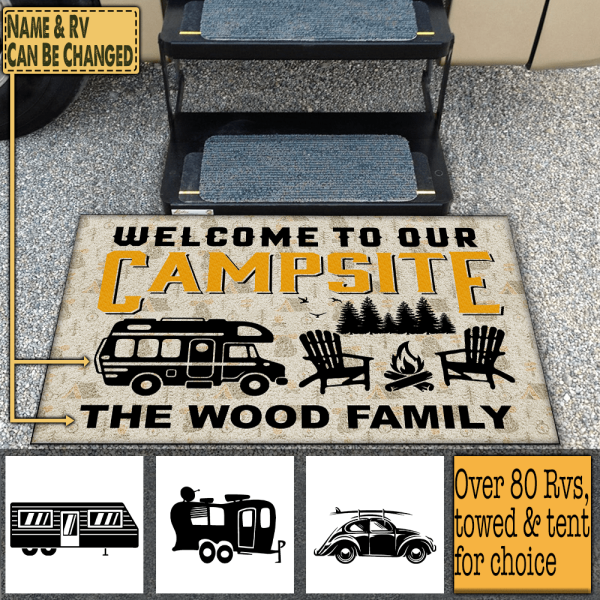 Welcome To Our Campsite, Personalized Doormat